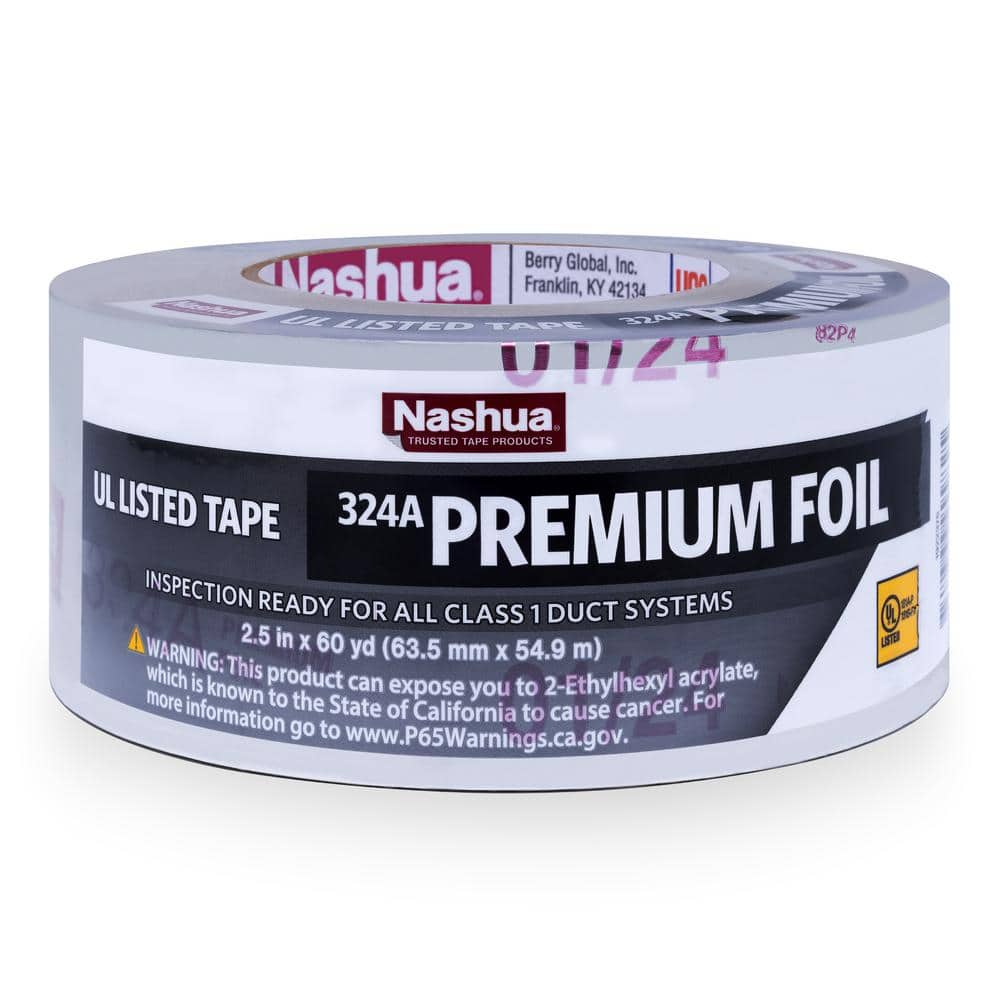 2.5 in. x 60 yd. 324A Premium Foil HVAC UL Listed Sealer Duct Tape - Hercitys