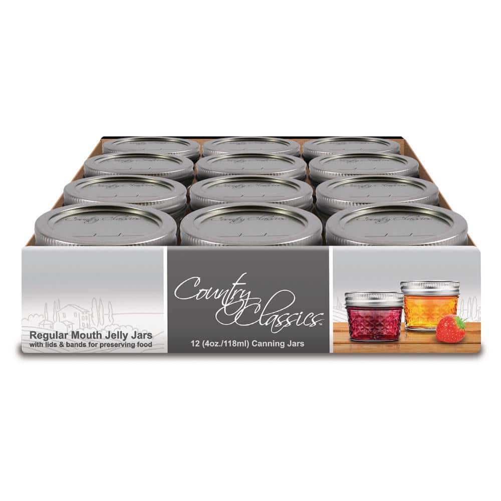 4 oz. Quilted Jelly Glass Canning Jar (2 packs of 12) - Hercitys