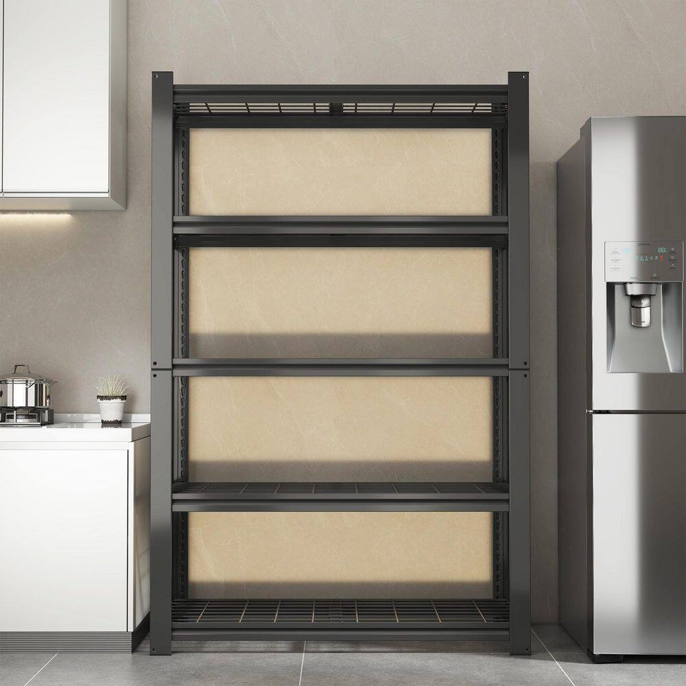 35.43 in. W x 72 in. H x 15.75 in. D Adjustable Shelving Metal Mesh Storage Rack Metal Shelf Pantry Organizer, Black - Hercitys
