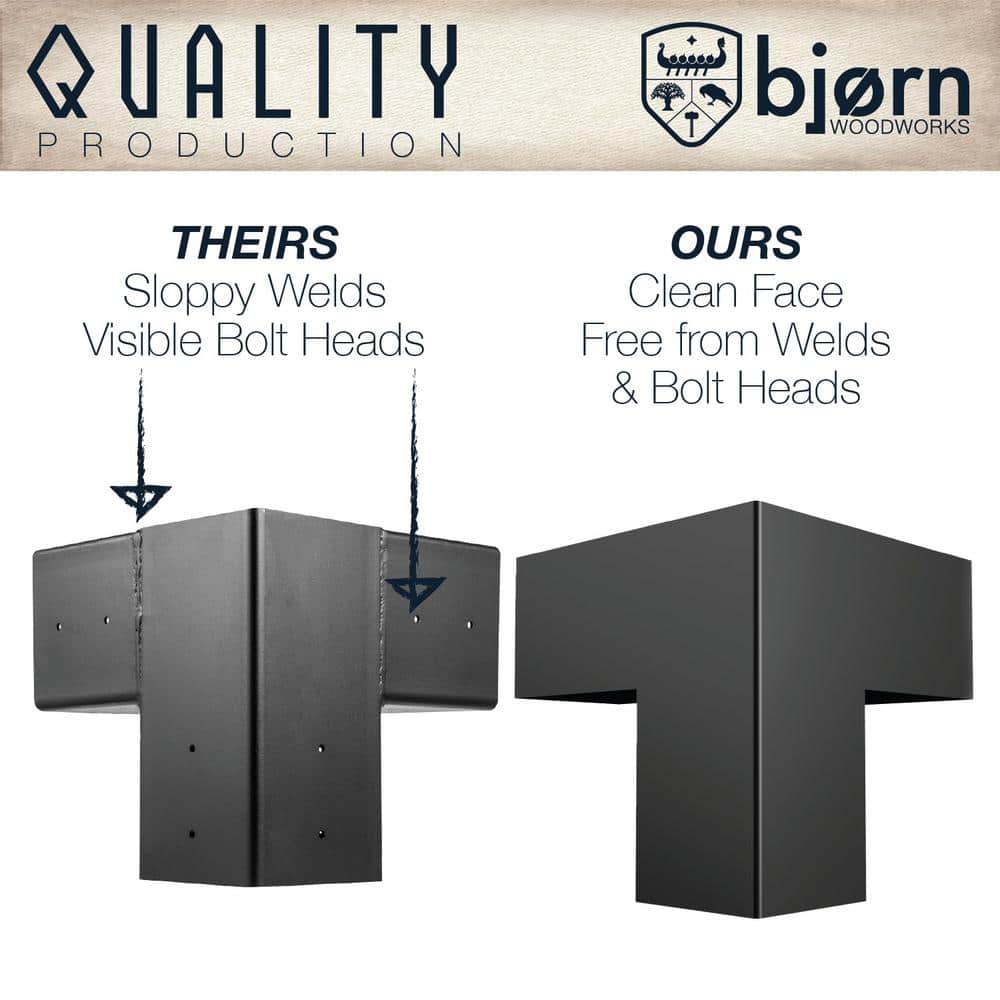 12 ft. x 12 ft. Black Steel Pergola 4 in. x 4 in. 5-Way Bracket Extension - Hercitys