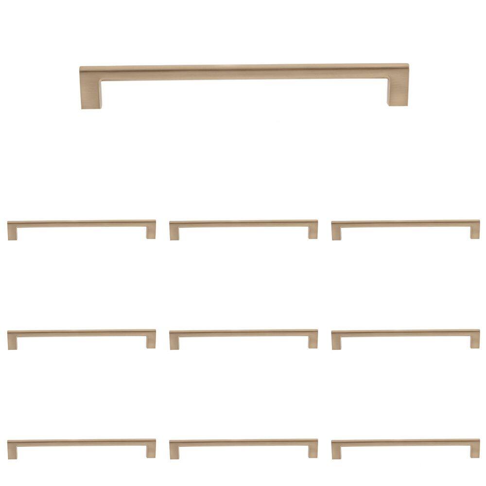 10-Pack Vail 10 in. (254 mm) Center-to-Center Modern Satin Brass Bar Drawer Pull - Hercitys