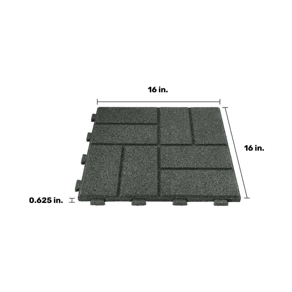 16 in. x 16 in. x 5/8 in. Gray SmartLoc Rubber Paver (9-Pack) - Hercitys