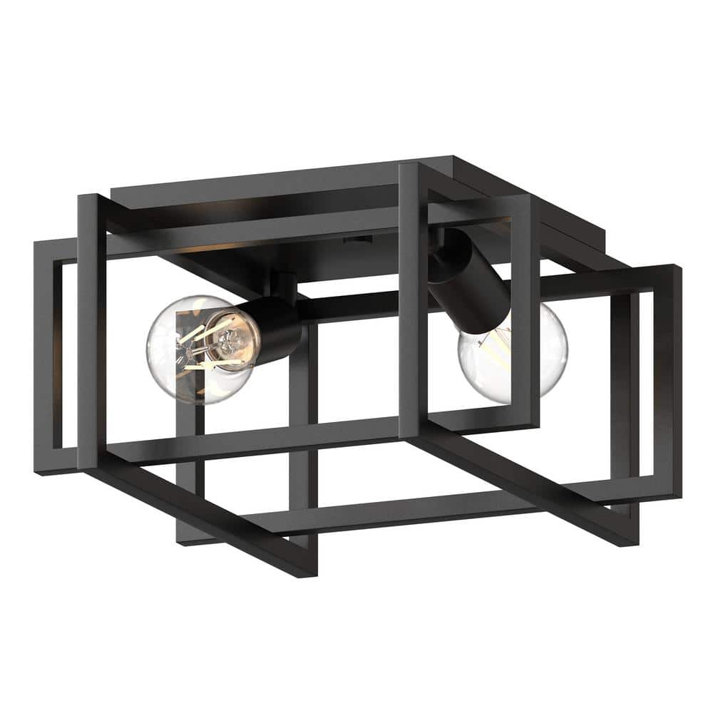 11.5 in. 2-Light Black Flush Mount Ceiling Fixture - Hercitys