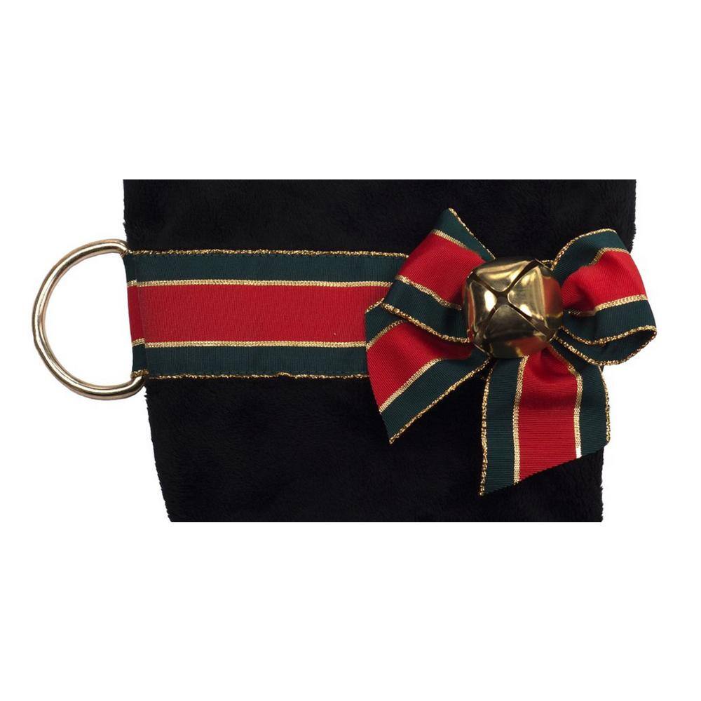 22 in. Black Greyhound Dog Faux Fur Christmas Stocking - Hercitys