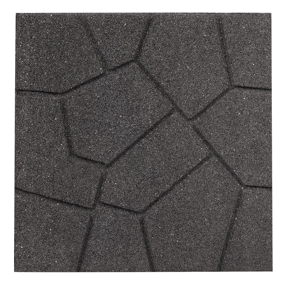 16 in. x 16 in. x 3/4 in. Gray Dual-Sided Rubber Paver (9-Pack) - Hercitys
