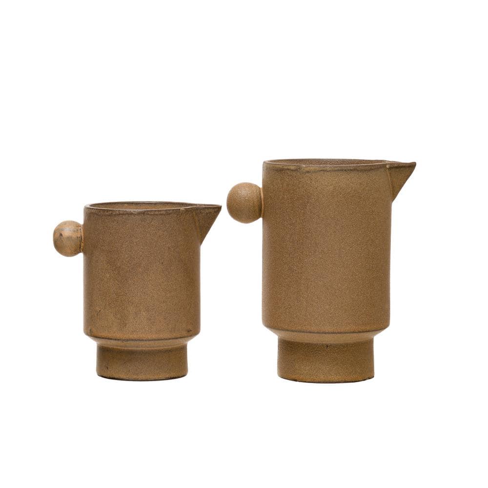 23.67 fl. Oz. Brown Stoneware Microwave Safe Pitchers - Hercitys