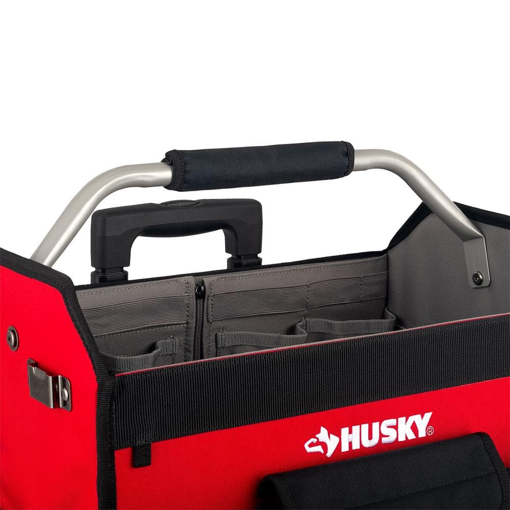 18 in. Rolling Open Tote Tool Bag with Extended Handle - Hercitys