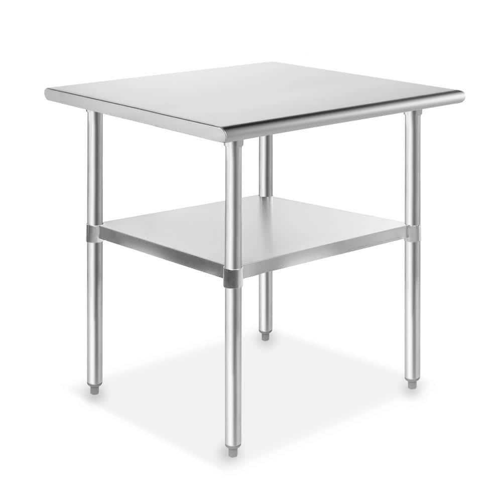 30 in. x 24 in. Stainless Steel Kitchen Utility Table with Bottom Shelf - Hercitys