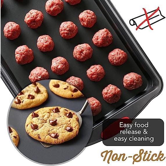 15-Piece Nonstick Black Steel Bakeware Set with Silicone Handles - Hercitys