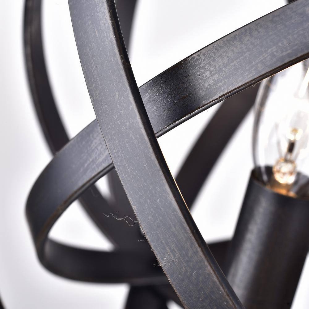 12.6 in. 3-Light Black and Brown finish Semi-Flush Mount Chandelier - Hercitys