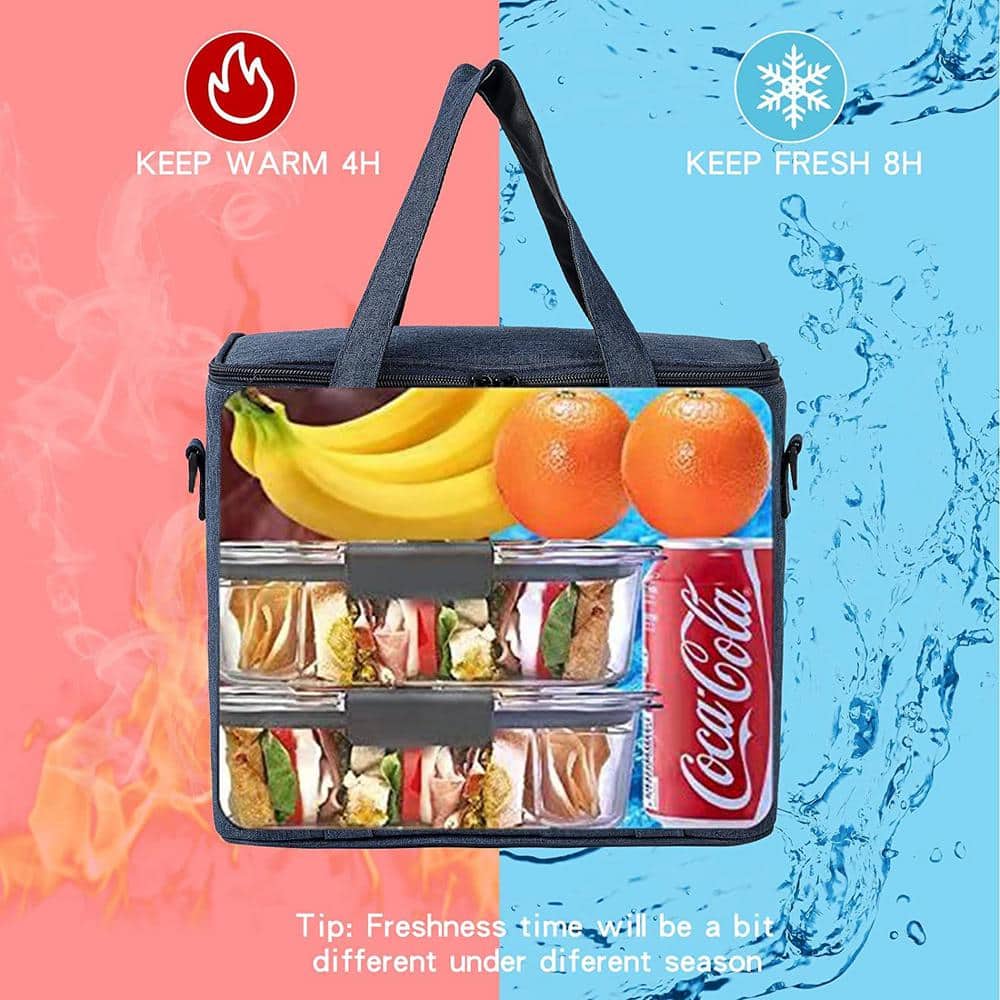13 Qt. Insulated Cooler Lunch Bag with Leakproof and Shoulder Strap in Gray - Hercitys