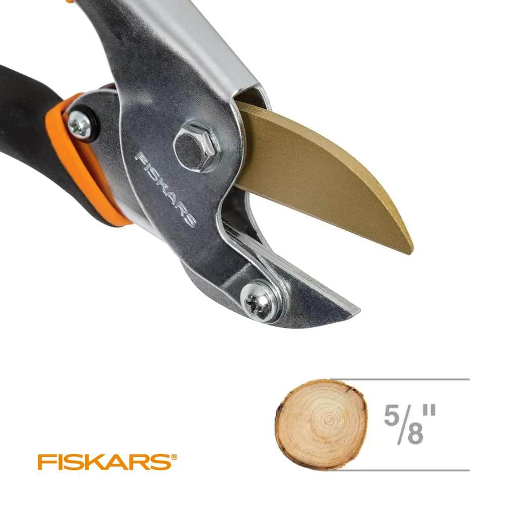 5/8 in. Cut Capacity Titanium Coated Steel Blade with Non-Slip Grip Anvil Hand Pruning Shears - Hercitys
