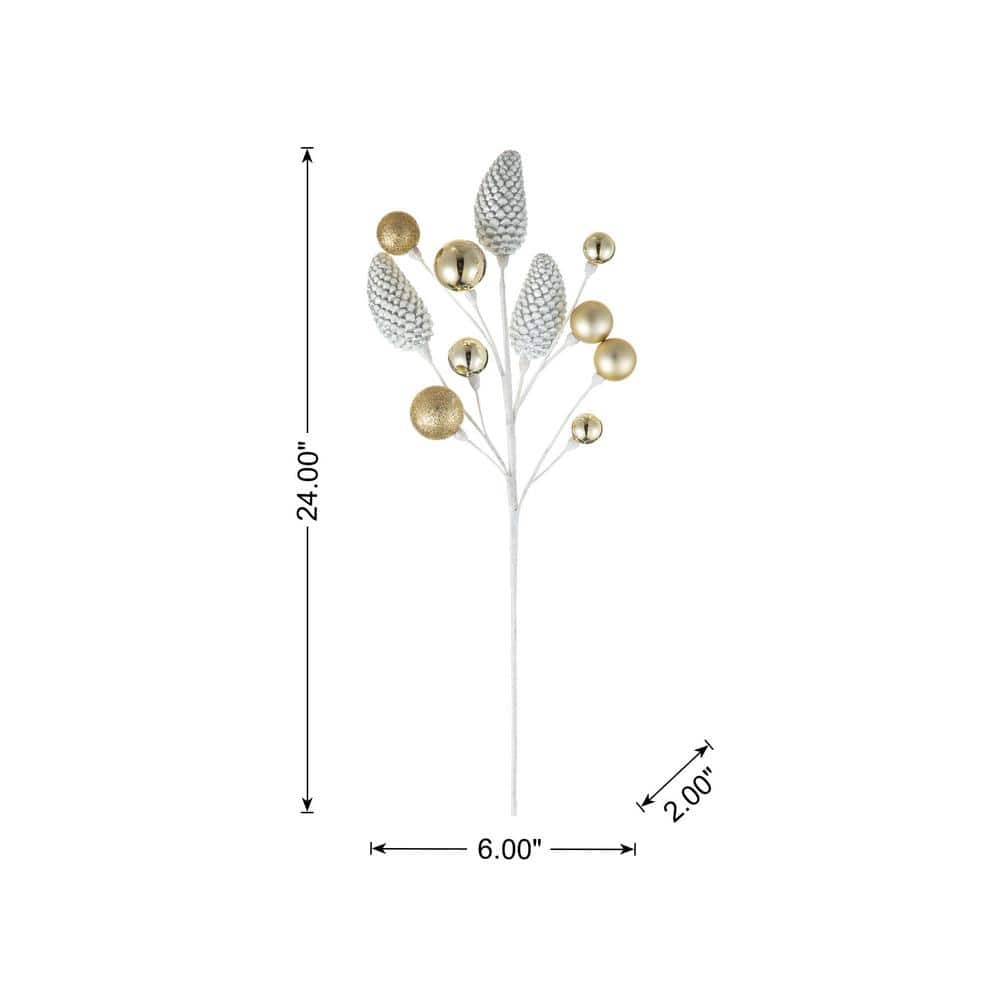 24 in. H Christmas Elegant Silver and Gold Pinecone Picks (Set of 4) - Hercitys