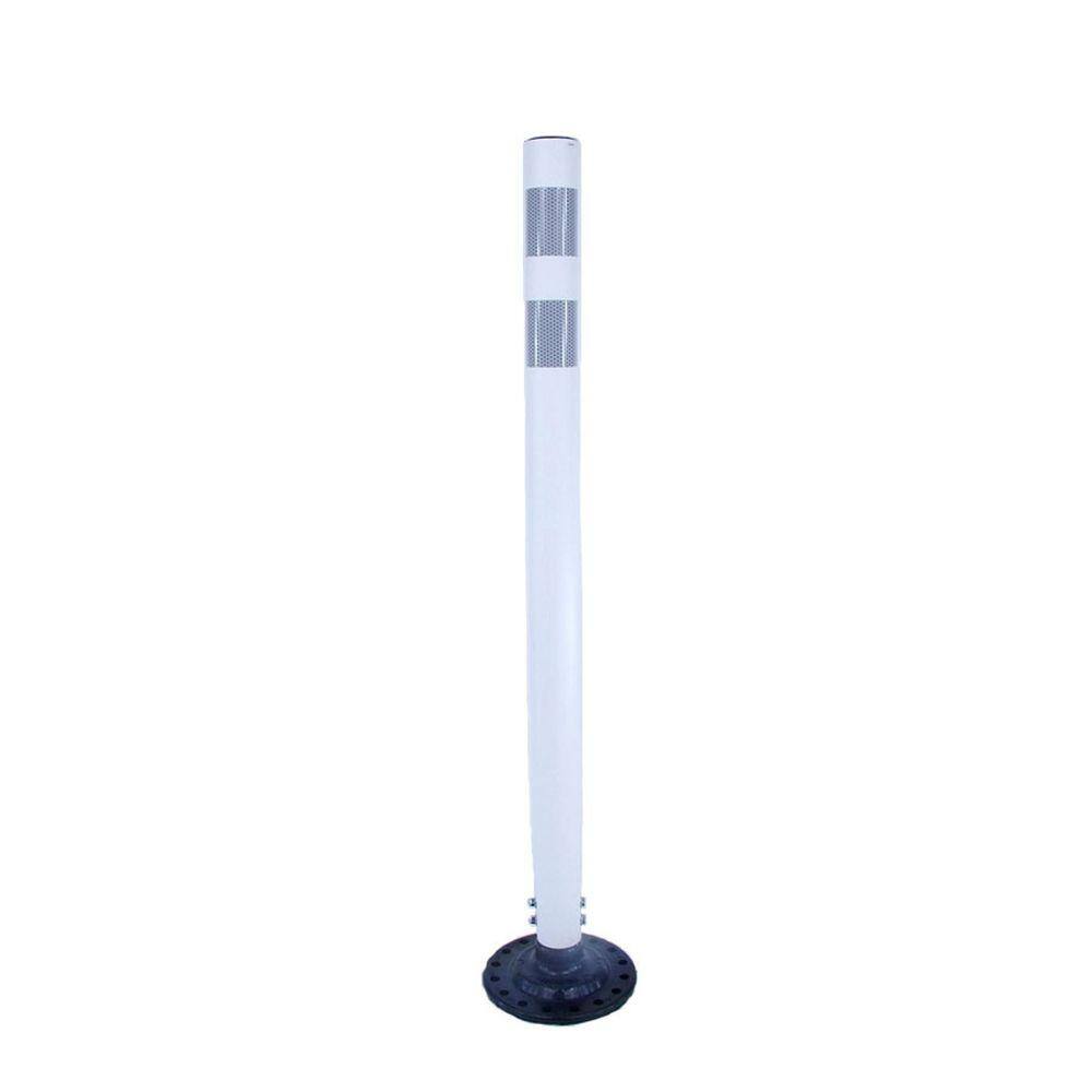42 in. White Round Delineator Post with High-Intensity Band and Base - Hercitys