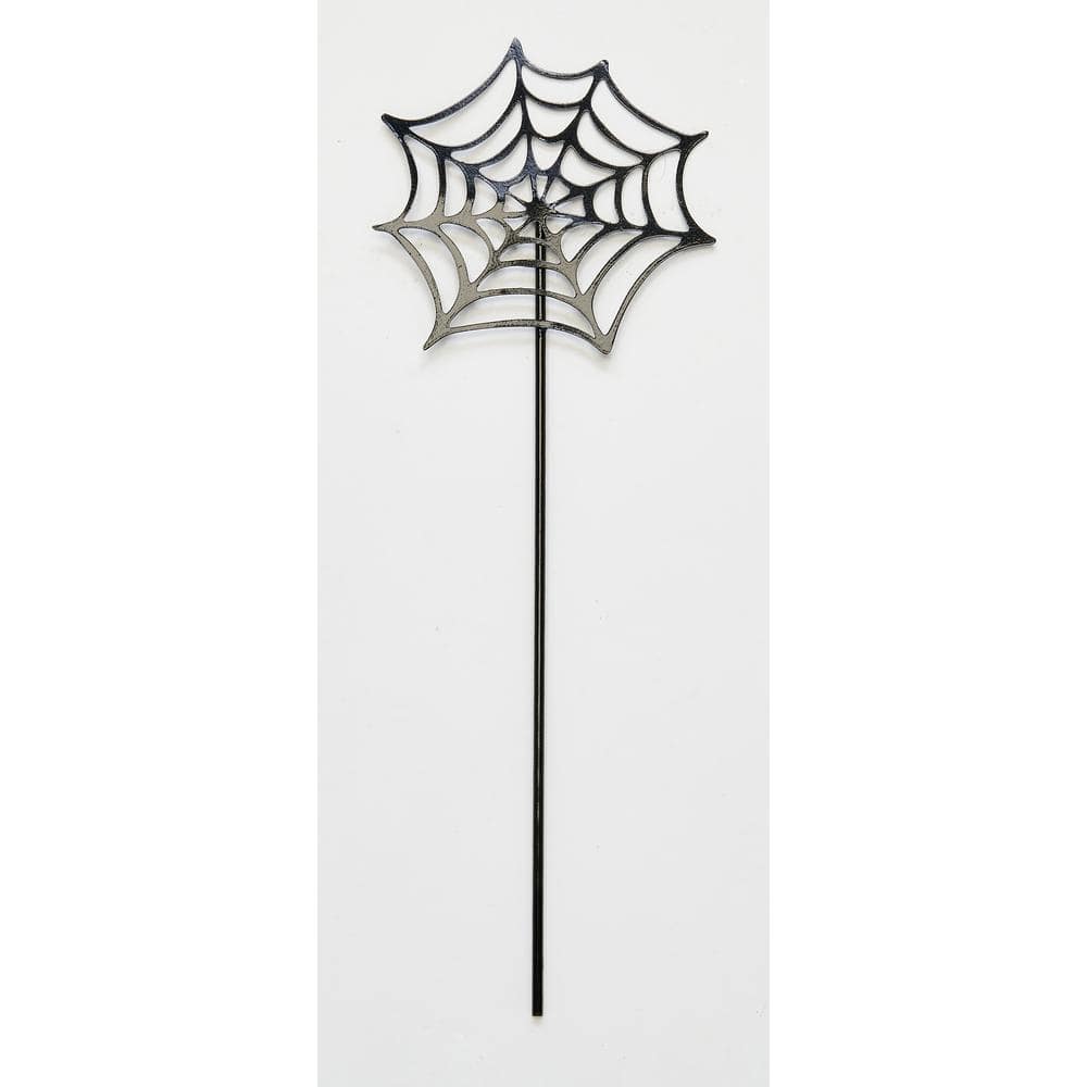 15 in. Iron Spider Web Halloween Figure Pick Yard Stake, Set of 3 - Hercitys