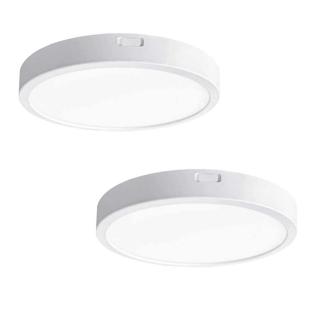 2-Pack 5 in. White New-Ultra-Low-Profile Edge lit Integrated LED 5CCT Selectable Flush Mount Light Surface Mount Light - Hercitys