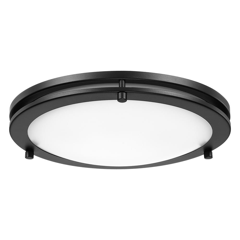 12 in. 15-Watt Oil Rubbed Bronze 5CCT Dimmable Integrated LED Flush Mount Ceiling Light with White Acrylic Shade 2-Pack - Hercitys
