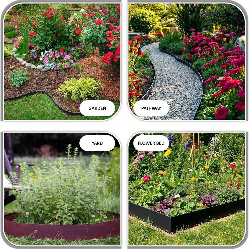 33 ft. Galvanized Steel Landscape Edging with 11 Stakes, 10-Pack - Hercitys