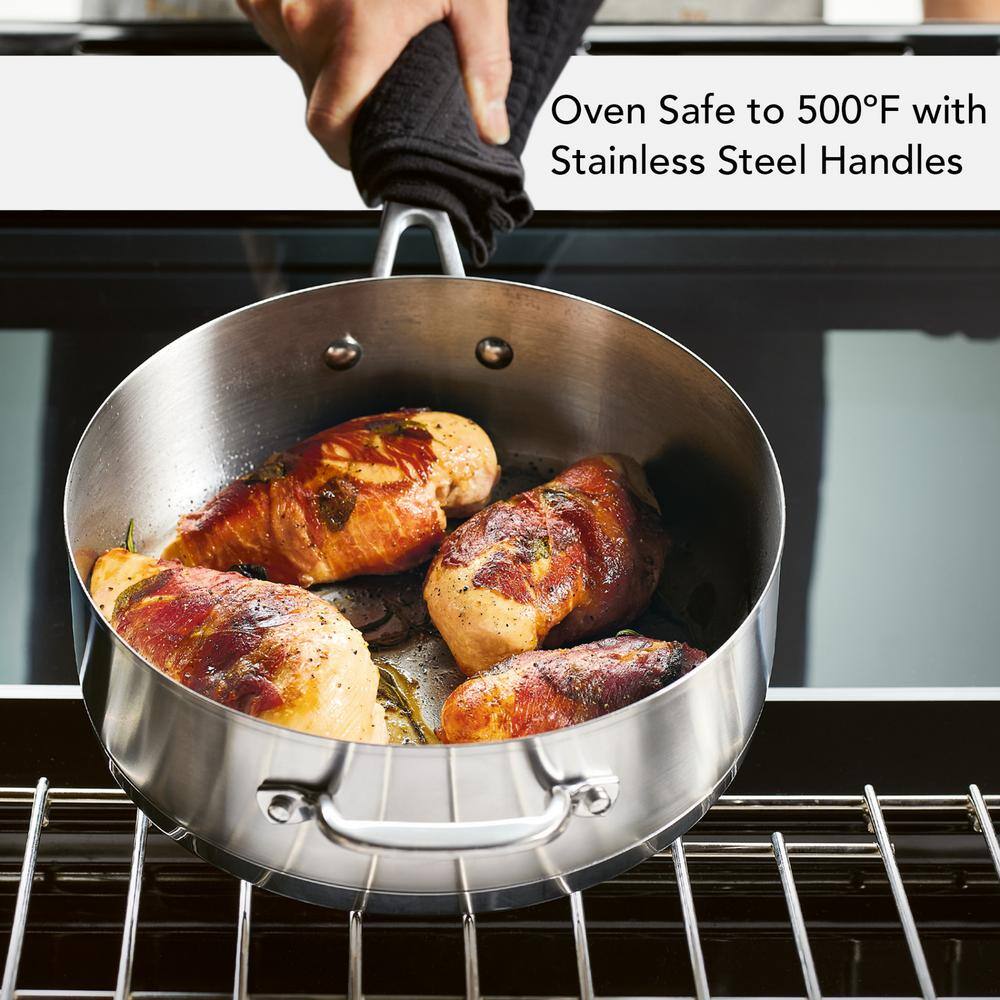 3-Ply Base Stainless Steel 4.5 qt. Stainless Steel Saute Silver - Hercitys