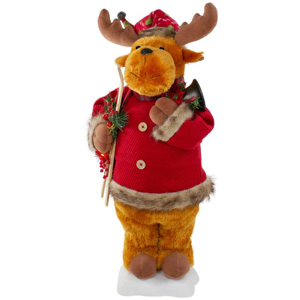 24 in. Lighted Standing Animated Moose Musical Christmas Figure - Hercitys