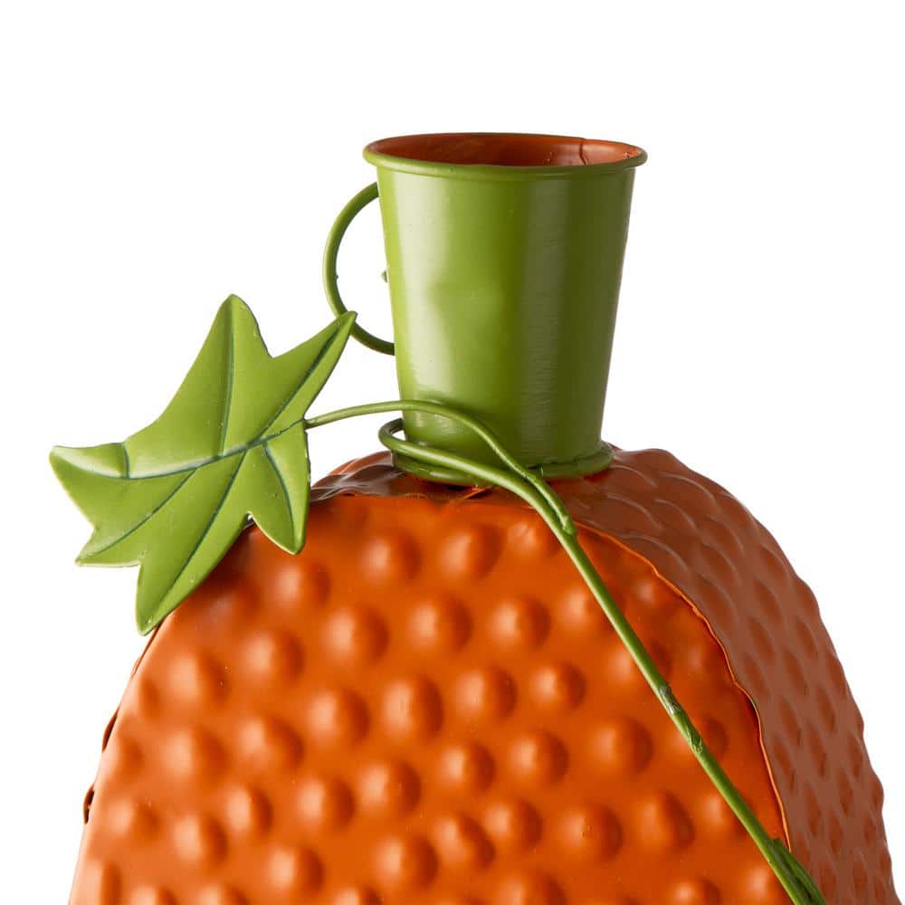 23.62 in. H Halloween Metal Jack-O-Lantern with LED Pillar - Hercitys