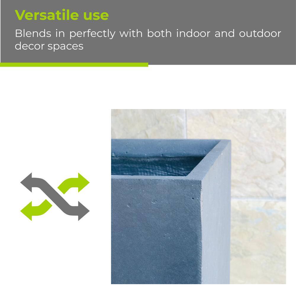 26.8 in. Tall Charcoal Lightweight Concrete Modern Long and High Rectangle Planter - Hercitys