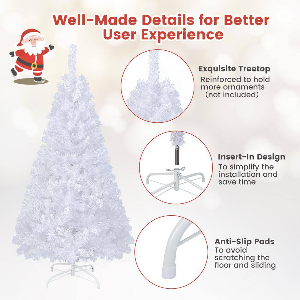 5 ft.White Unlit Christmas Tree with Solid Metal Legs - Hercitys
