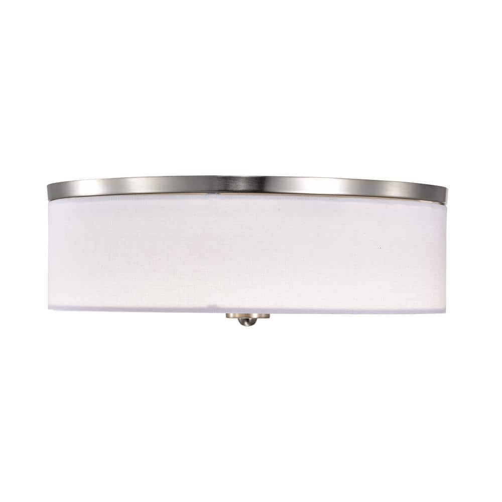 15 in. Brushed Nickel Dimmable 23-Watt Selectable LED Flush Mount Ceiling Light 3000K/4000K/5000K with Fabric Shade - Hercitys