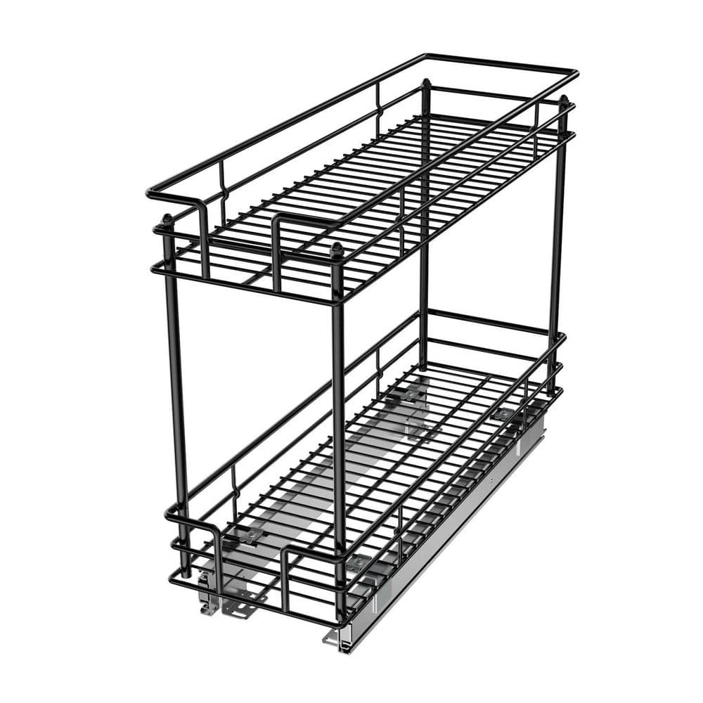 17.5 in. H x 7 in. W x 21 in. D Black Metal Pull-Out Organizer - Hercitys