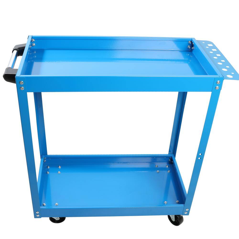 2 Tier Rolling Mechanic Tool Cart, Heavy Duty Steel Utility Cart with Lockable Wheels, 400 lbs. Capacity - Hercitys