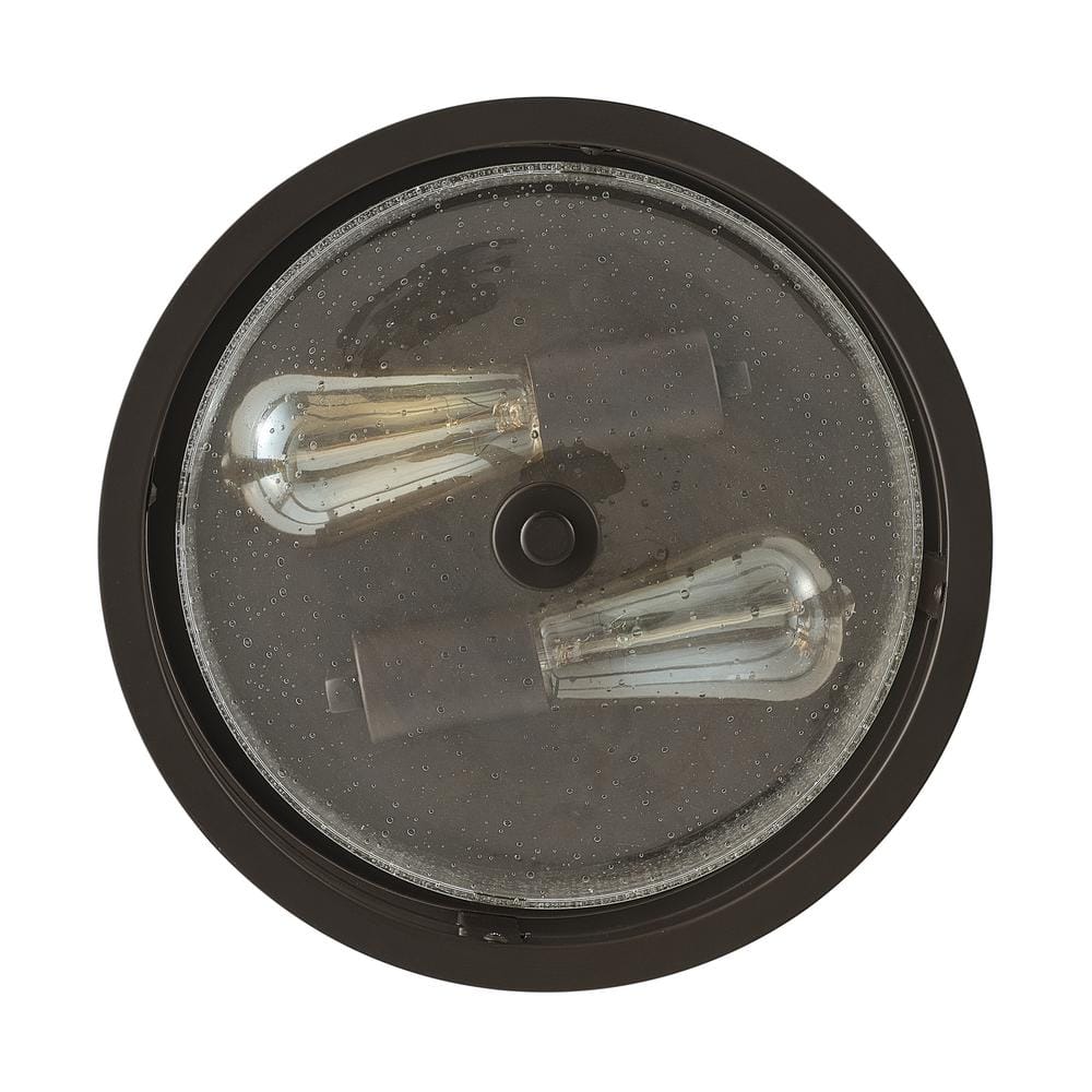11.8 in. 2-Light Oil Rubbed Bronze Flush Mount Ceiling Light with Seeded Glass Shade Close to Ceiling Lighting Fixture - Hercitys
