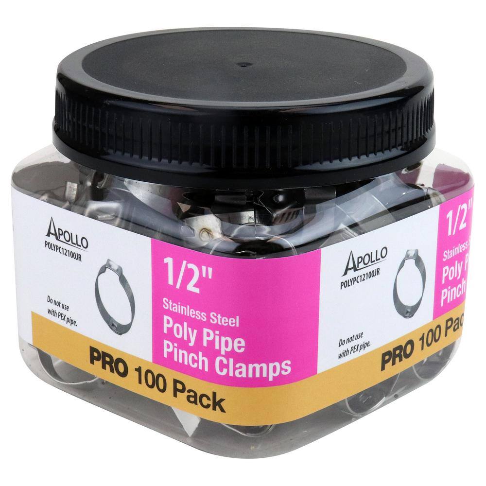 1/2 in. Stainless-Steel Poly Pipe Pinch Clamp Jar (100-Pack) - Hercitys