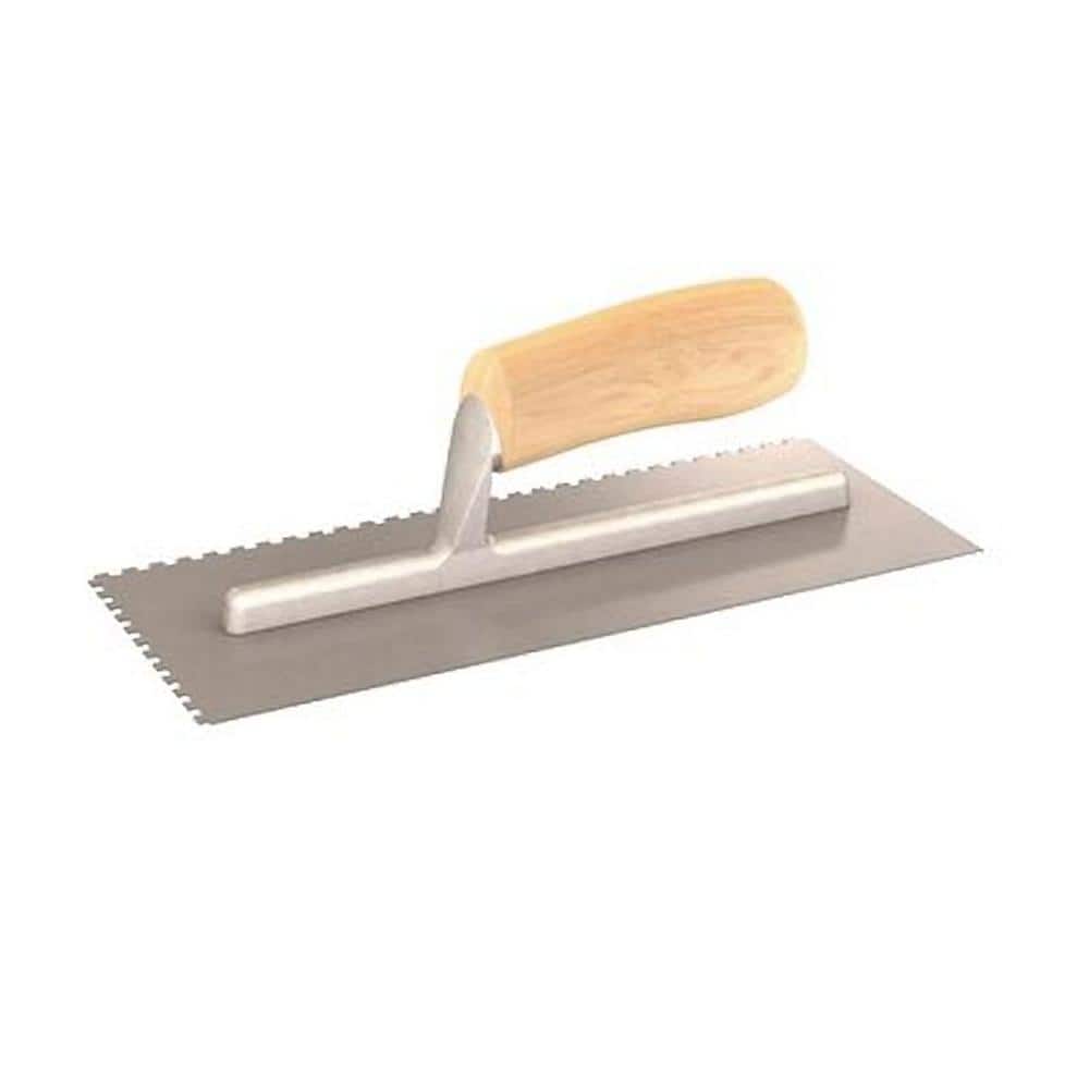 11 in. x 3/8 in. Square-Notched Margin Trowel with Wood Handle - Hercitys