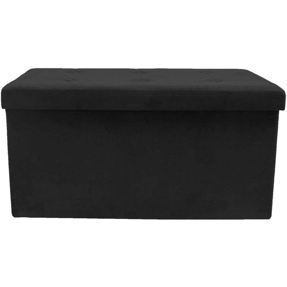 30 in. L x 15 in. W x 15 in. H Black Collapsible Chest Fabric Bench Storage Box - Hercitys
