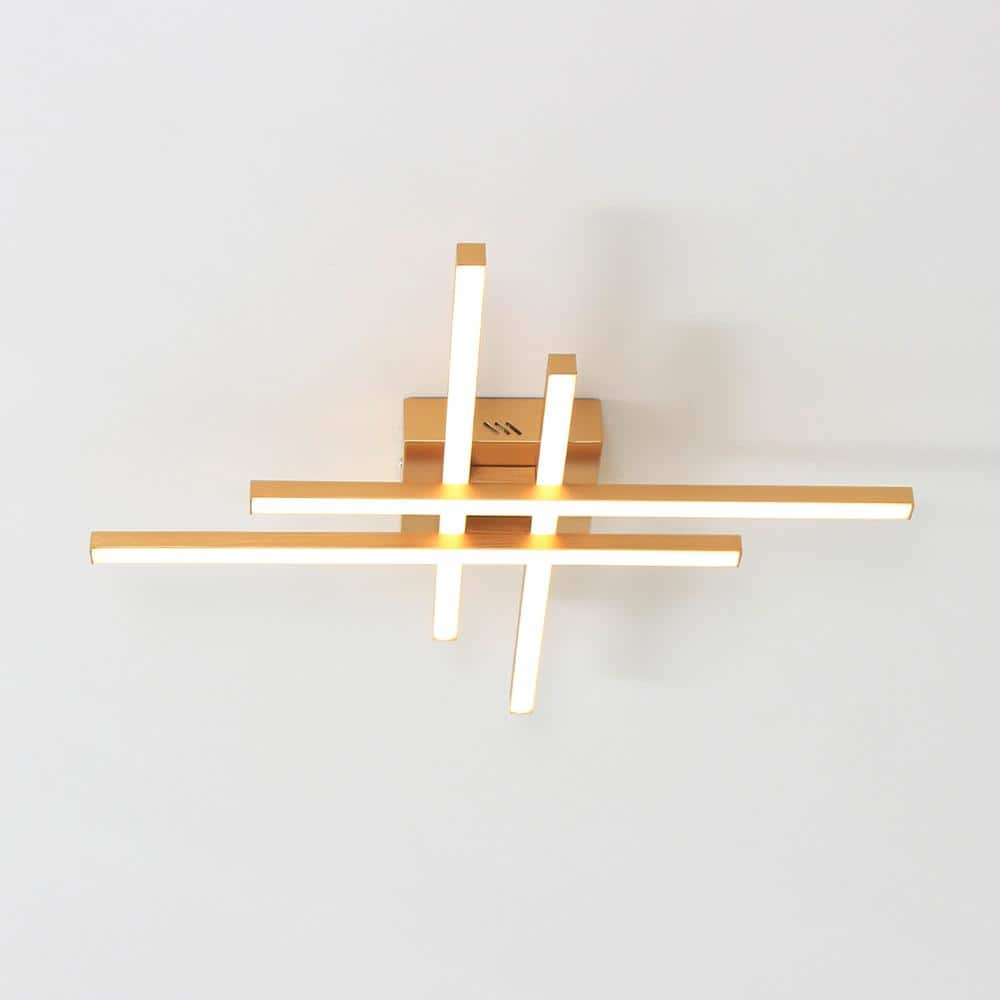 22 in. 4-Light Gold Integrated LED Dimmable Flush Mount for Entrance Hall Bedroom - Hercitys