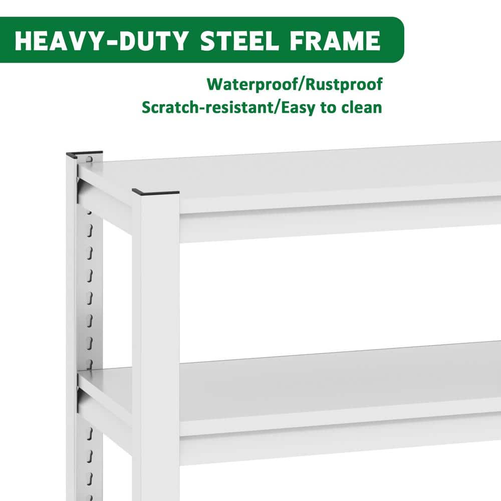 3 Tiers Heavy Duty Steel Adjustable Household Shelving Unit in Antique White (34 in. W x 31.5 in. H x 18 in. D) - Hercitys