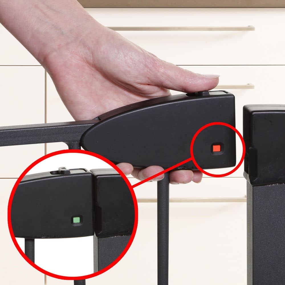 29in Tall Metal Boston 29.5 in.-38 in. W Pressure Mounted Auto-Close Baby Gate – Black - Hercitys