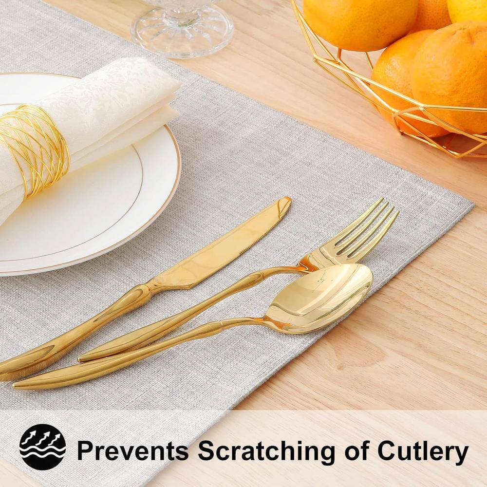 19 in. x 13 in. Neutral Beige Cloth Placemats Blend Washable Farmhouse Dining Table Mats (Set of 6) - Hercitys