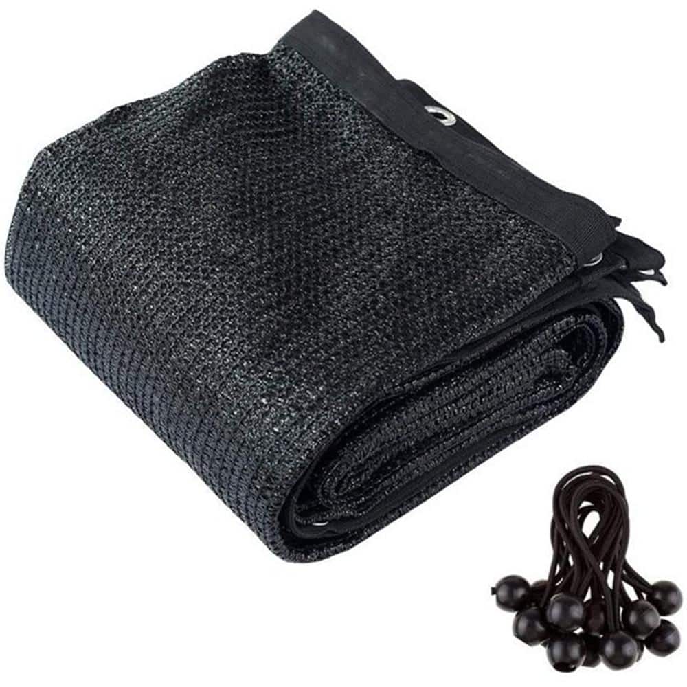 12 ft. x 8 ft. Black 80% Sunblock Shade Cloth with Grommets for Garden Patio - Hercitys