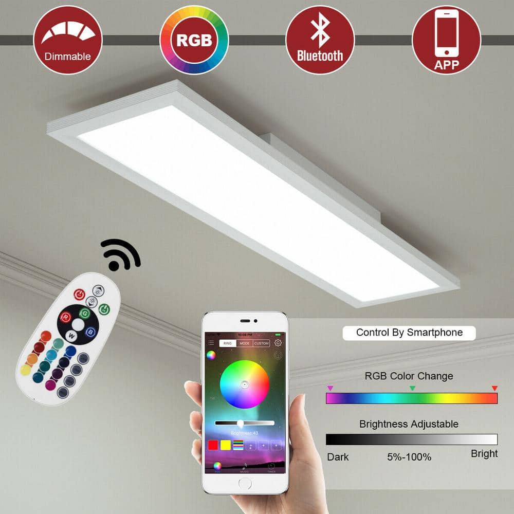 23.5 In. RGB Integrated LED Flush Mount Ceiling Light with Remote Control(1-Pack) - Hercitys