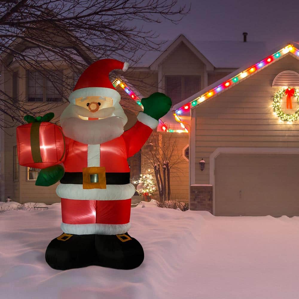 10 ft. Santa Claus with Gift Bag Christmas Inflatable with Lights - Hercitys