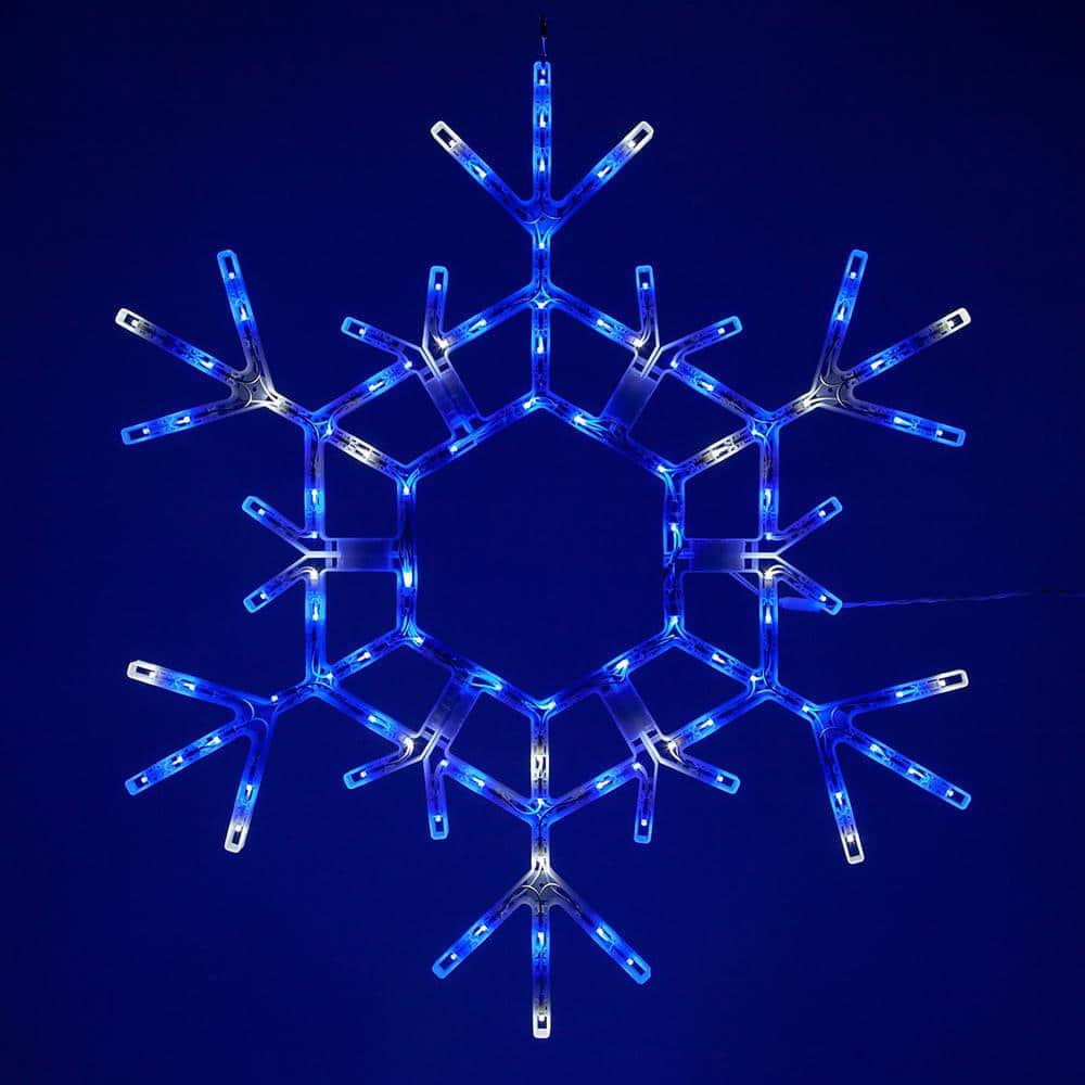 36 in. 105-Light LED Blue and White Folding Snowflake Decoration - Hercitys