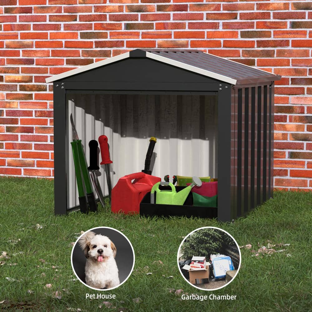 34.65 in. W x 24.41 in. H x 33.07 in. D Outdoor Metal Storage Shed in Black - Hercitys