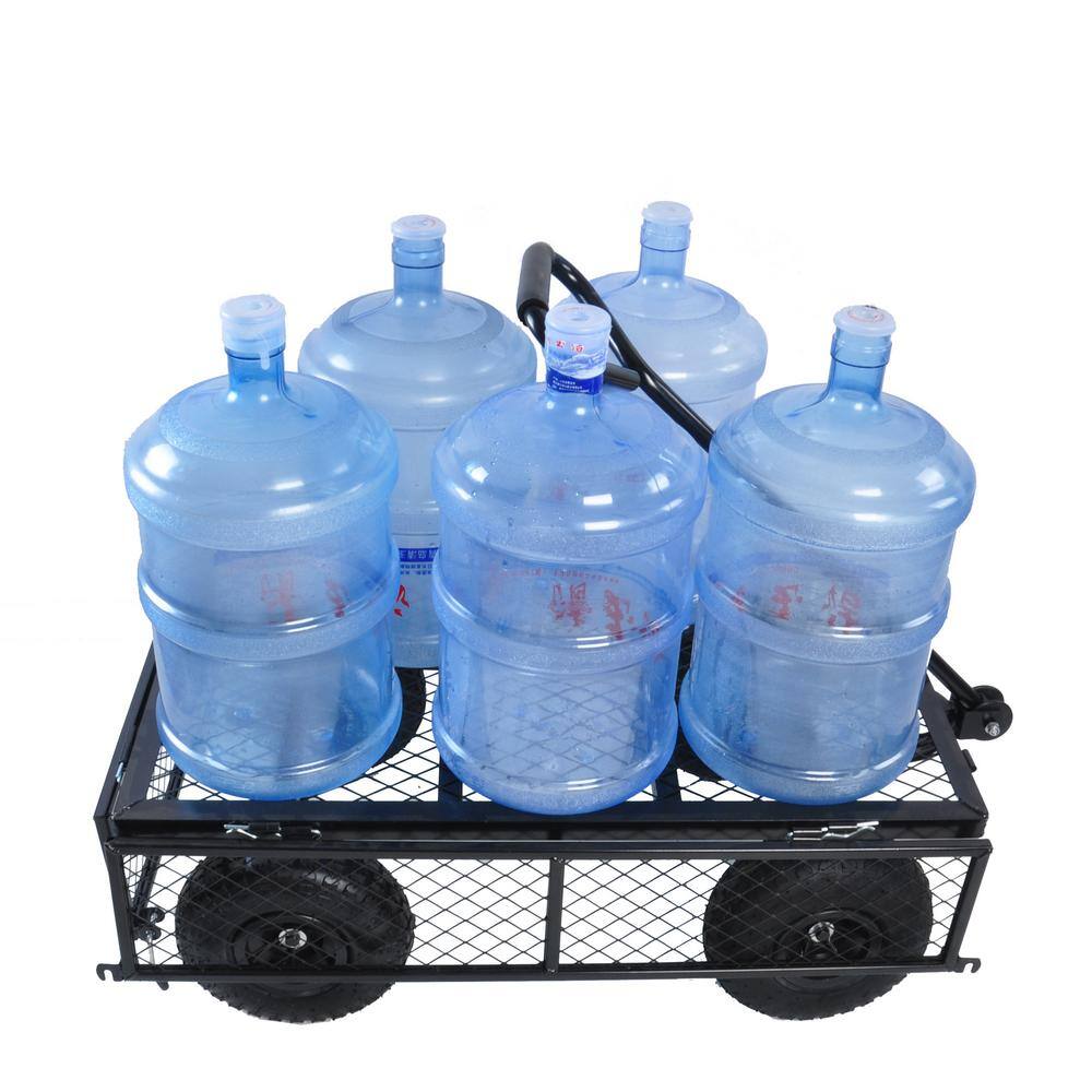 3.25 cu. ft. Metal Garden Cart with Removable on 4 Sides in Black - Hercitys