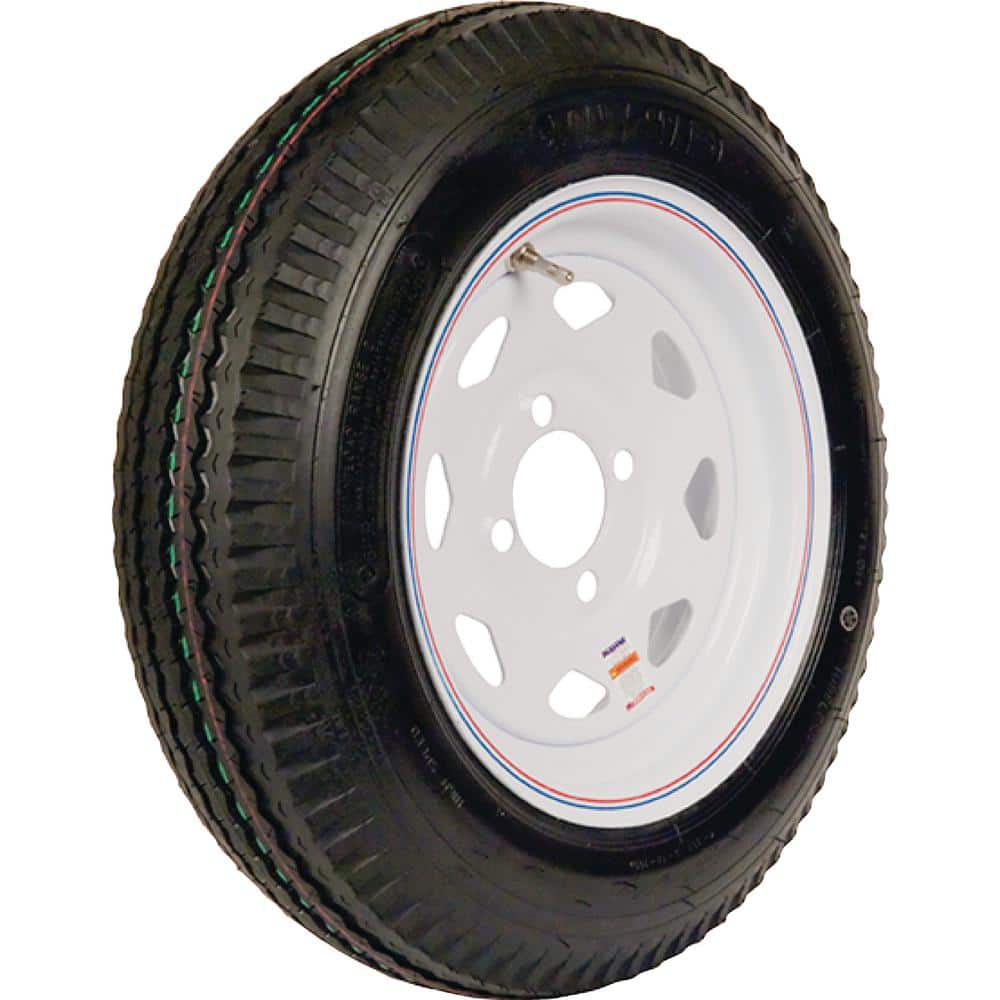 480-12 K353 BIAS 780 lb. Load Capacity White with Stripe 12 in. Bias Tire and Wheel Assembly - Hercitys