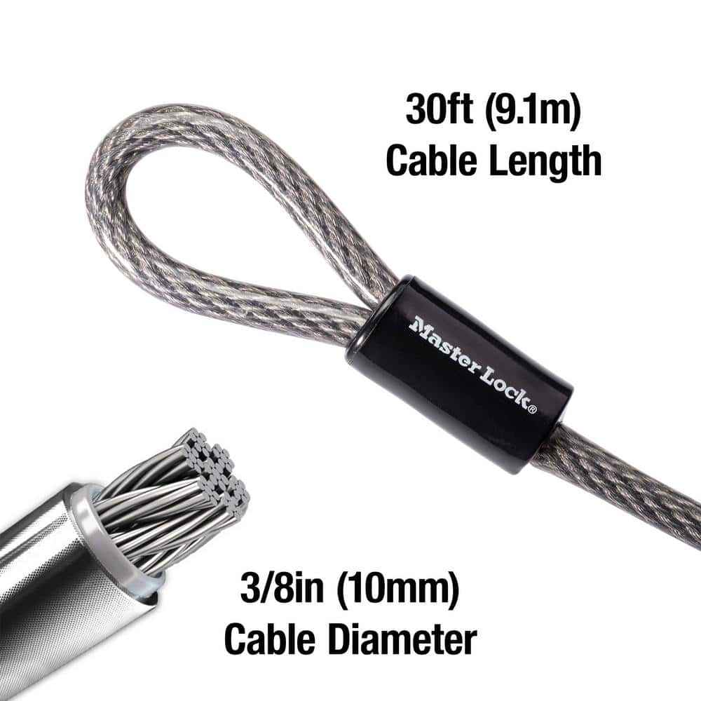 30 ft. Looped End Steel Cable with Resettable Outdoor Combination Lock (Bundle Pack) - Hercitys