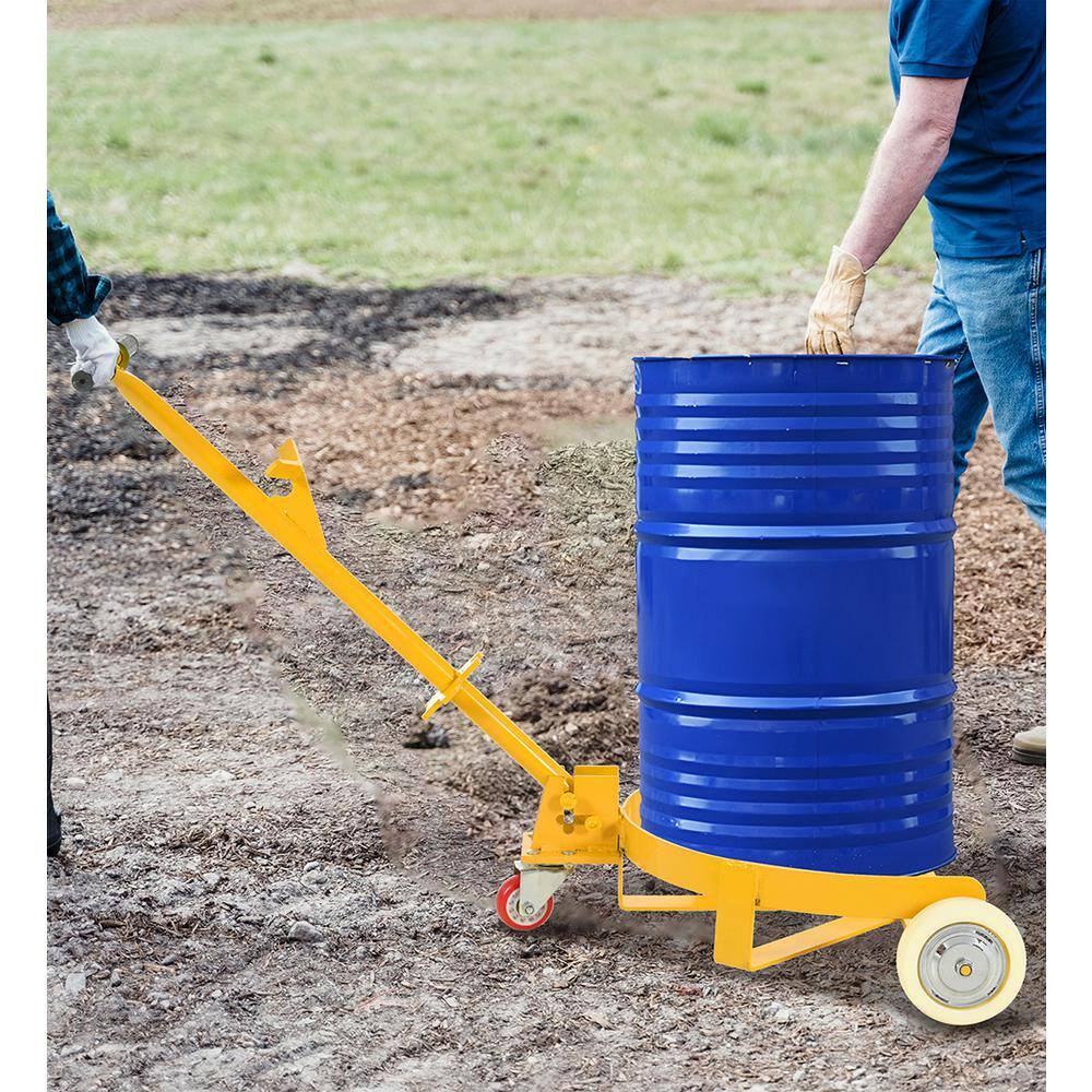 1200 lbs. Capacity Oil Drum 2.8 cu. ft. Steel Hand Cart Garden Cart with 2-Fixed PU Wheels and 1-Swivel Wheel - Hercitys