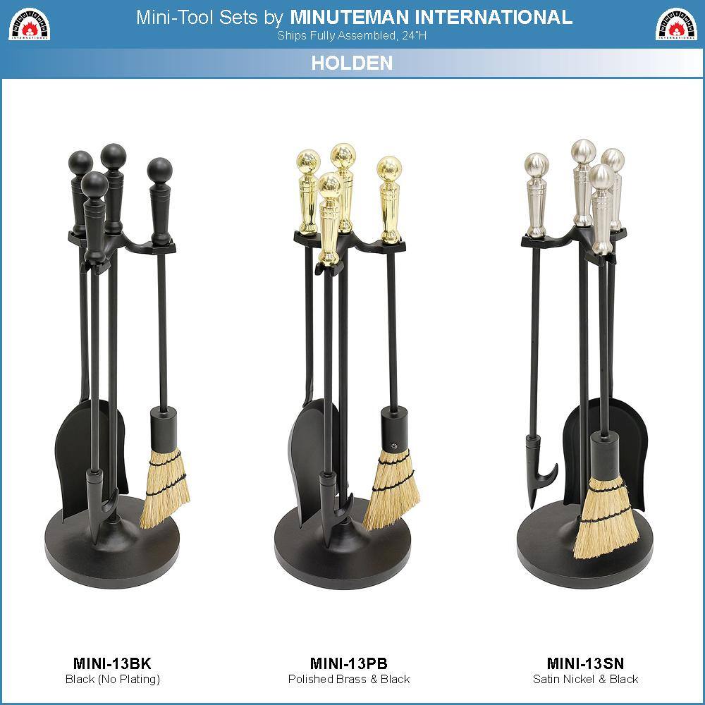 22 in. Tall Black Holden 4-Piece Mini Fireplace Tool Set - Hercitys