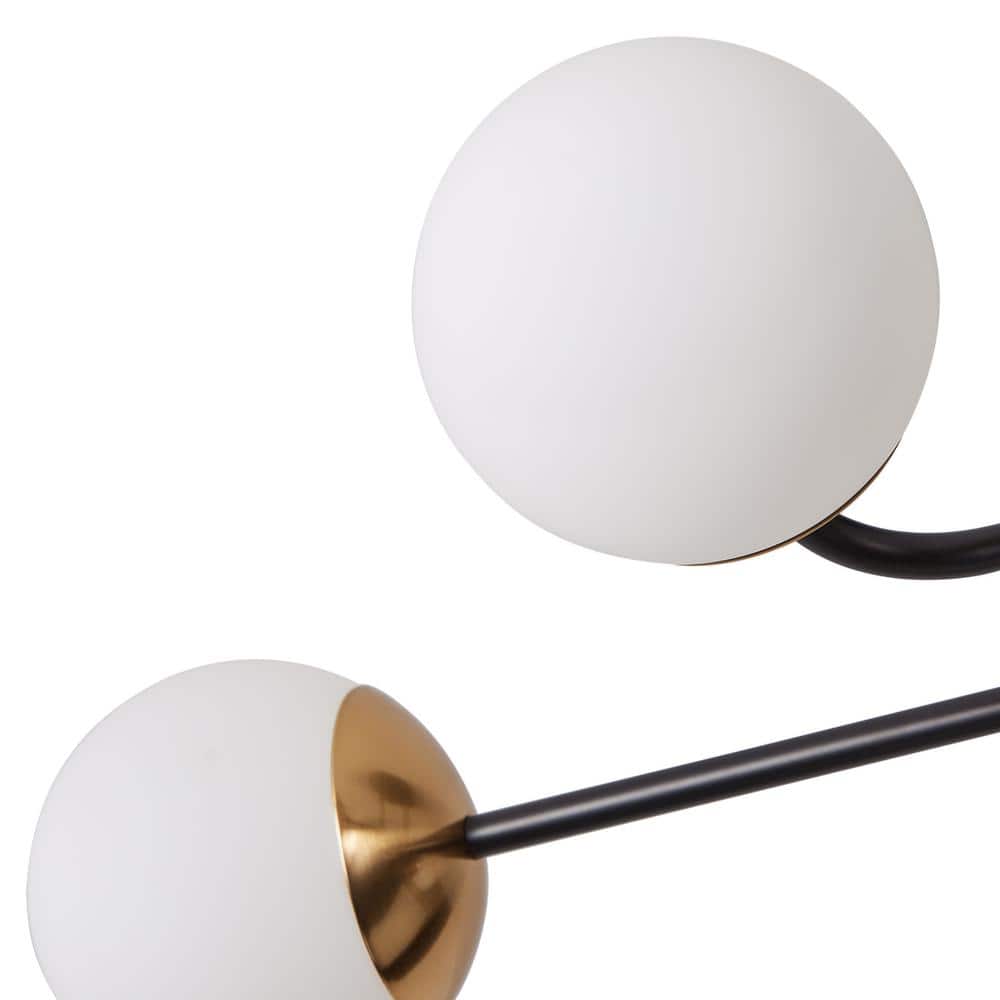 28 in. Modern 4-Light Black Semi Flush Mount Industrial Black and Gold Sputnik Chandelier - Hercitys