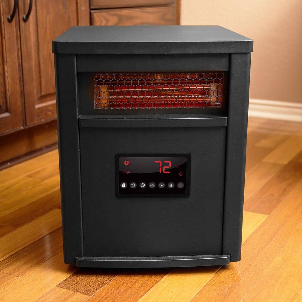 1500-Watt Electric Cabinet 6-Element Infrared Heater with Black Steel - Hercitys